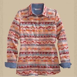 Tin Haul Aztec print western snap shirt SZ:XL